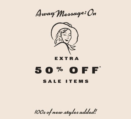 Extra 50% Off Sale Items