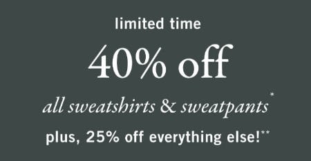 40% Off All Sweatshirts & Sweatpants from Abercrombie Kids