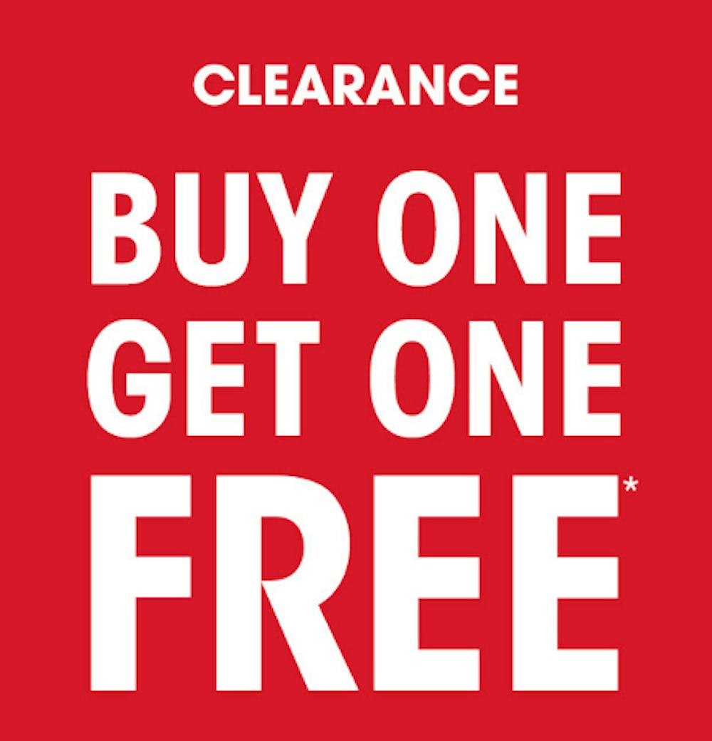 Clearance Buy One, Get One Free