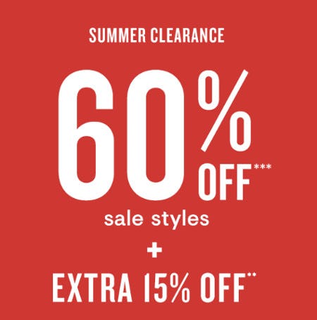 60% Off Sale Styles Plus Extra 15% Off
