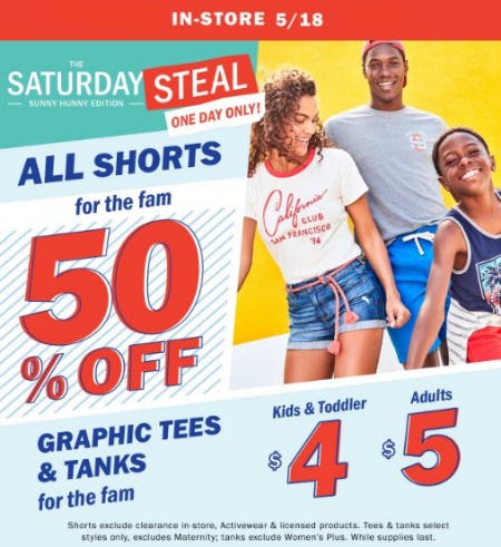 50% Off All Shorts from Old Navy