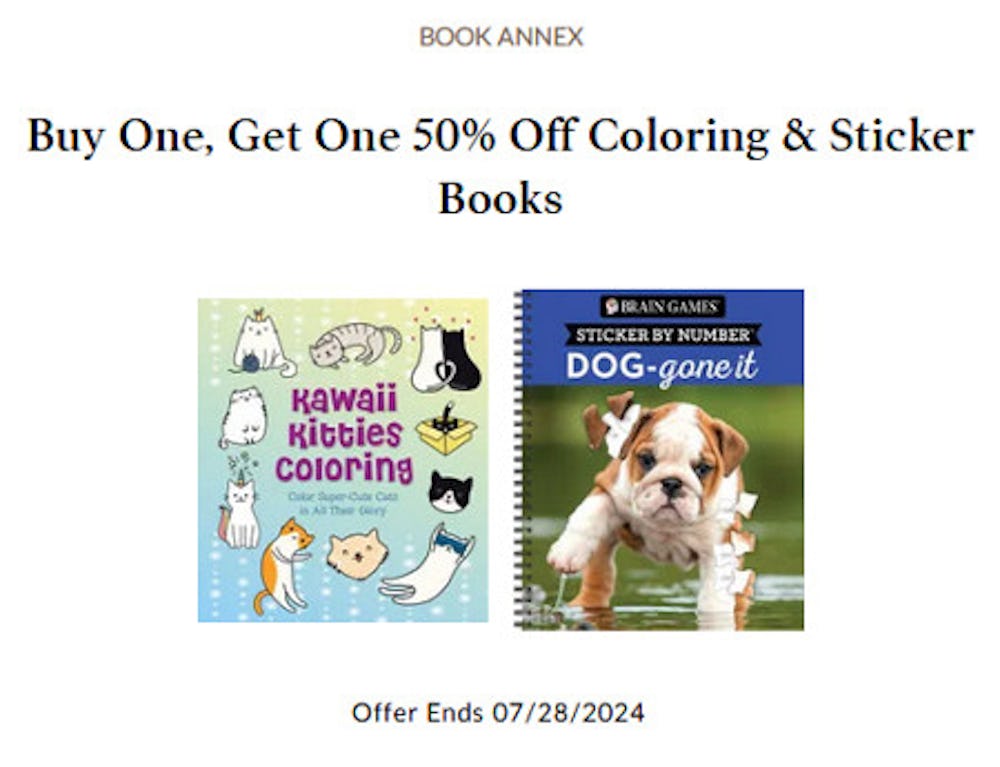 Buy One, Get One 50% Off Coloring & Sticker Books