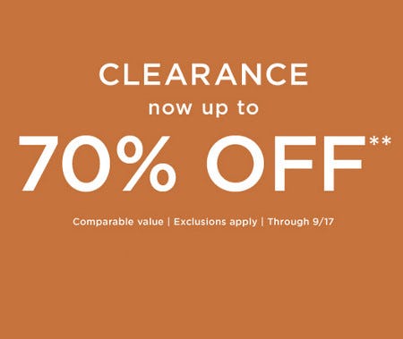 Clearance Now Up to 70% off