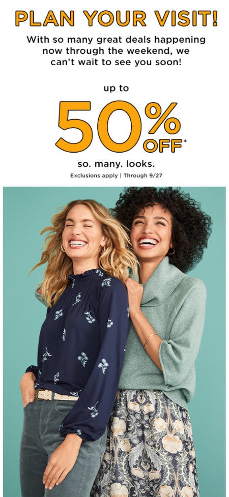 Up to 50% Off So. Many. Looks.