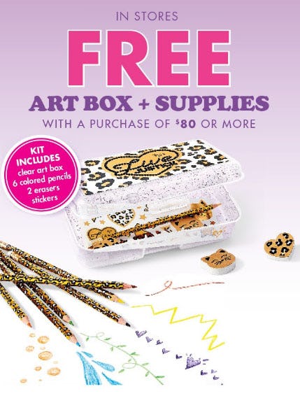 Free Art Box & Supplies with $80 or More Purchase from Justice