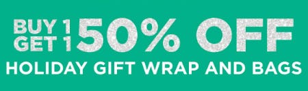Buy One, Get One 50% Off Holiday Gift Wrap and Bags from Books-A-Million