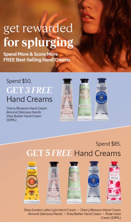 Spend More and Score More Free Best-Selling Hand Creams from L'Occitane