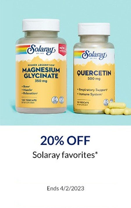 20% Off Solaray Favorites