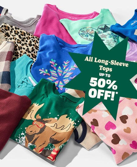 All Long-Sleeve Tops Up to 50% Off from The Children's Place