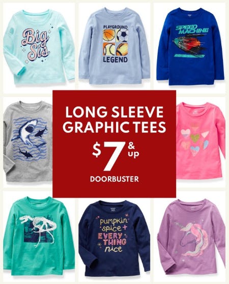 Long Sleeve Graphic Tees $7 & Up Doorbuster from Carter's Oshkosh