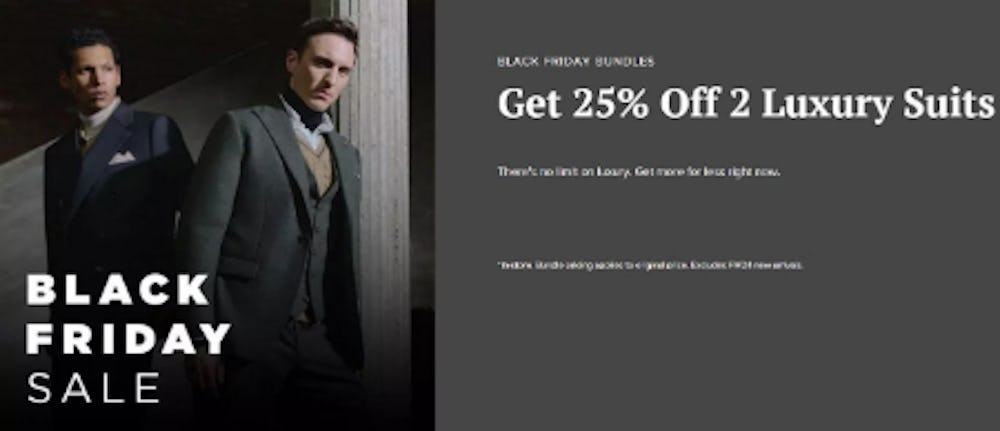 Get 25% Off 2 Luxury Suits