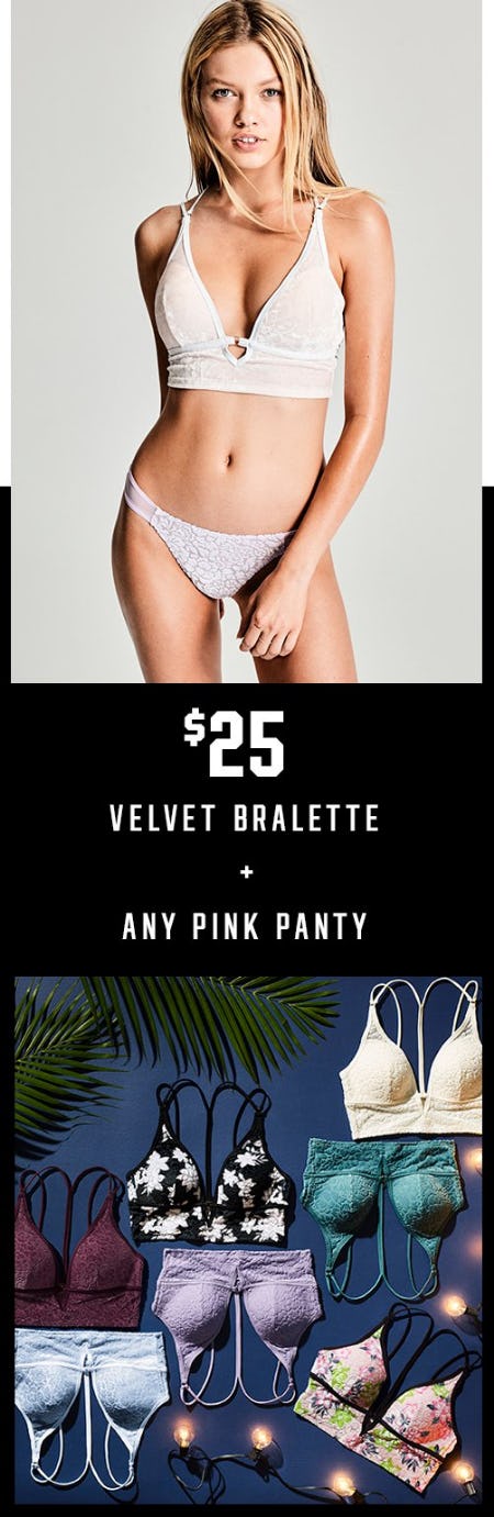 $25 Velvet Bralette + Any PINK Panty from Victoria's Secret
