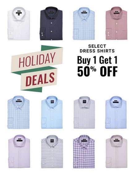 Select Dress Shirts Buy 1, Get 1 50% Off from Men's Wearhouse