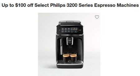 Up to $100 off Select Philips 3200 Series Espresso Machines from Crate & Barrel