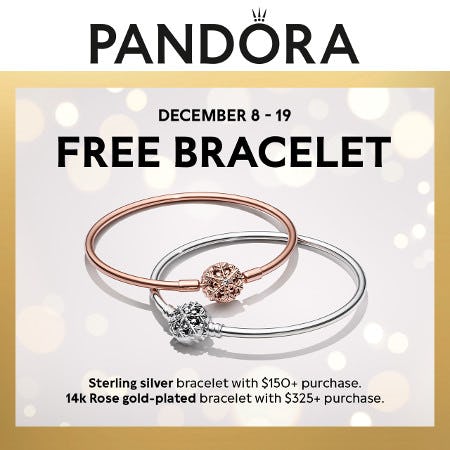 Sterling silver bracelet with $150+ purchase. 14k Rose-gold plated bracelet with $325+ purchase. from PANDORA