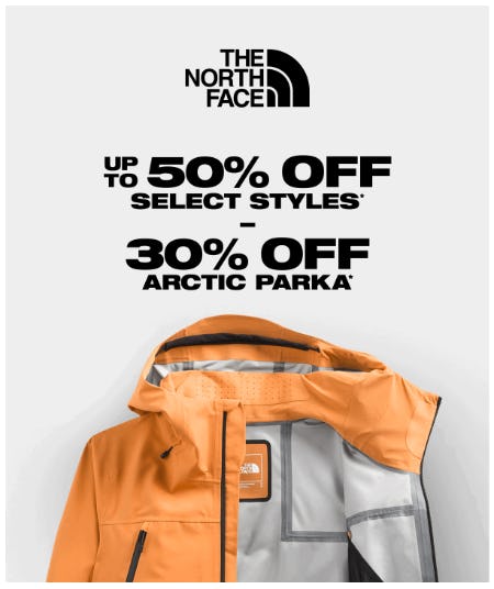 Up to 50% Off Select Styles and 30% Off Arctic Parka from The North Face