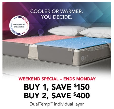 Up to $400 Off DualTemp Individual Layer from Sleep Number