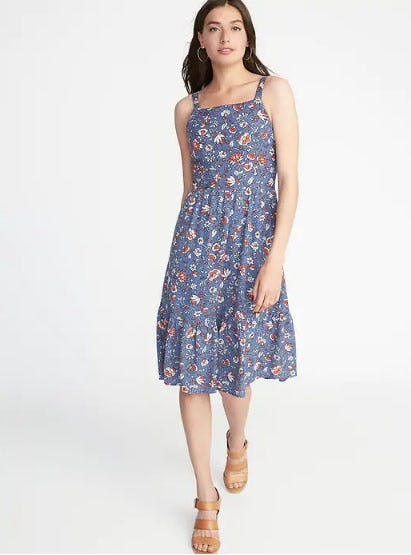 Floral Apron-Front Fit & Flare Dress for Women