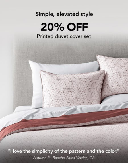 20% Off Printed Duvet Cover Set from Sleep Number