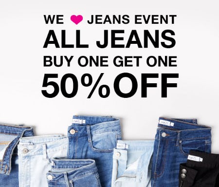 All Jeans Buy One, Get One 50% Off from rue21