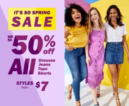 Up to 50% Off All Dresses, Jeans, Tops & Shorts from Old Navy