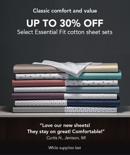 Up to 30% Off on Select Essential Fit Cotton Sheet Sets from Sleep Number