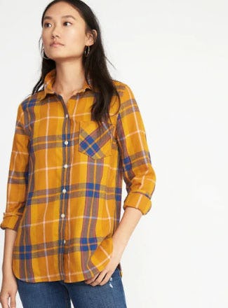 Relaxed Plaid Twill Classic Shirt for Women from Old Navy