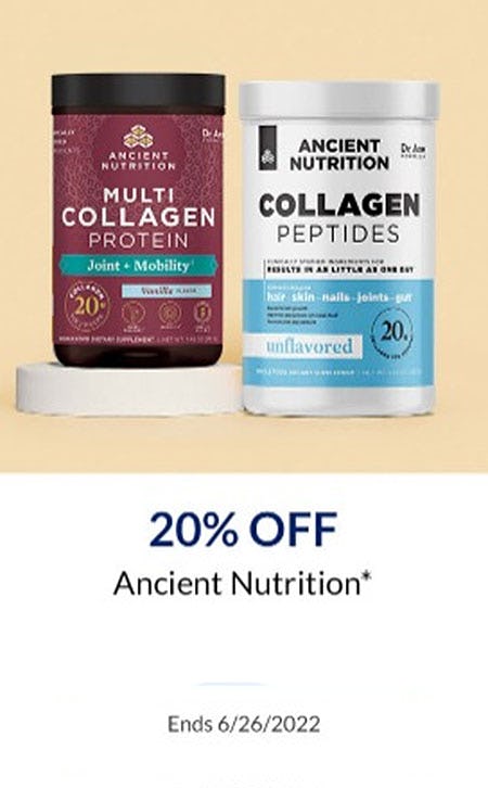 20% Off Ancient Nutrition from The Vitamin Shoppe                      