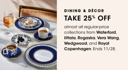 Dining & Decor Take 25% Off from Bloomingdale's