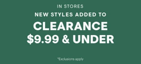 Clearance $9.99 & Under