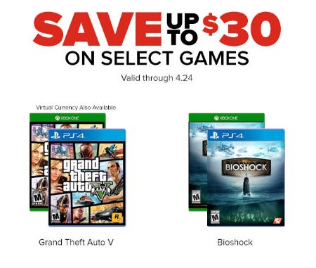 Up to $30 Off Select Games from GameStop