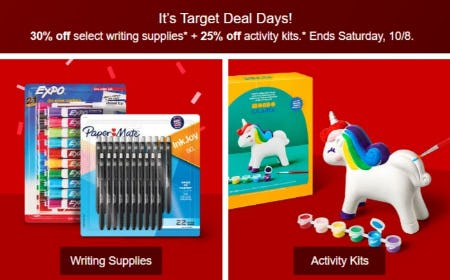 30% Off Select Writing Supplies + 25% Off Activity Kits from Target