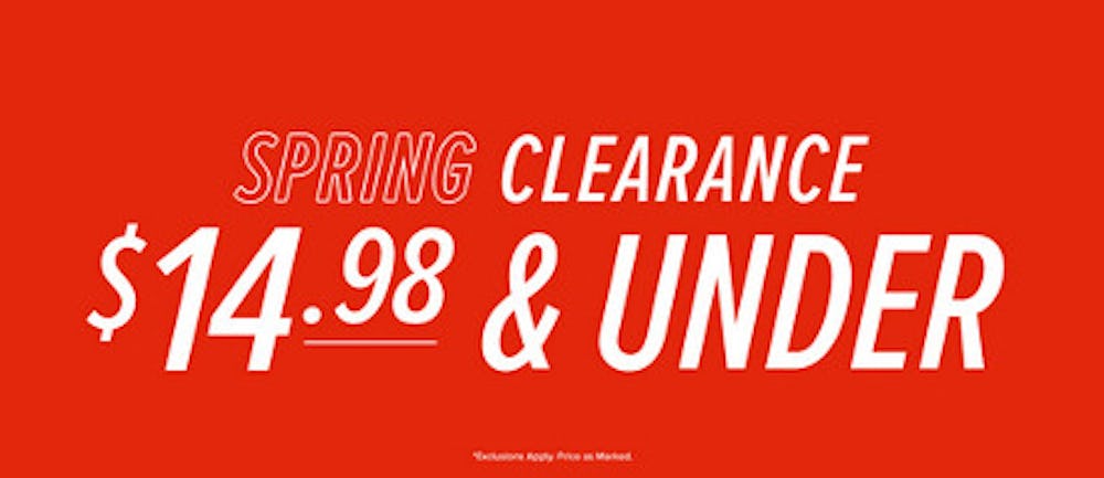 Spring Clearance $14.98 & Under