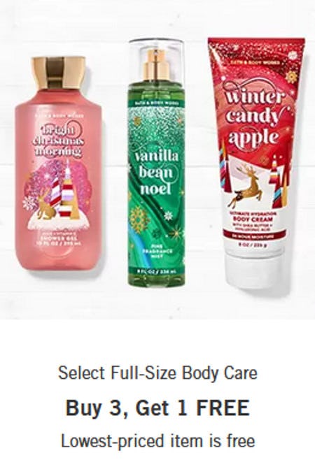 Select Full-Size Body Care Buy 3, Get 1 Free