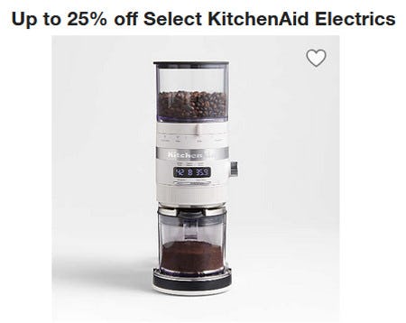 Up to 25% Off Select KitchenAid Electrics from Crate & Barrel