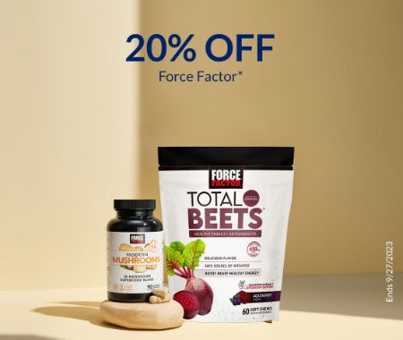 20% Off Force Factor from The Vitamin Shoppe                      
