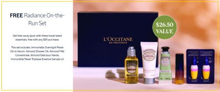 Free Radiance On-the-Run Set With $95 Purchase from L'Occitane