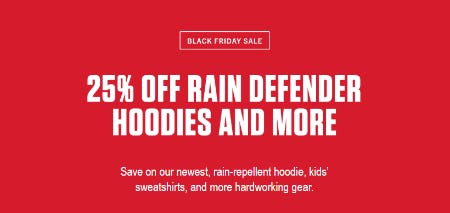 Black Friday Sale: 25% Off Rain Defender Hoodies and More