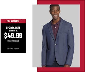 Clearance Sportcoats Starting at $49.99
