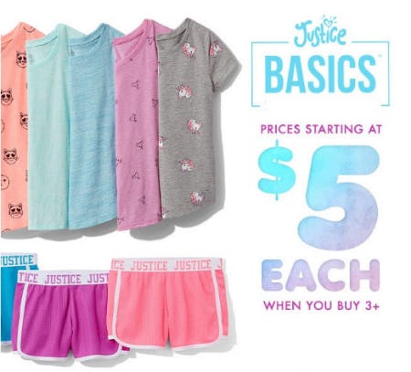Justice Basics Starting at $5 Each from Justice