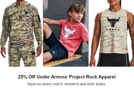 25% Off Under Armour Project Rock Apparel from Dick's Sporting Goods