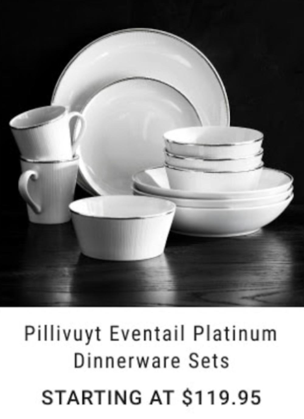 Starting at $119.95 Pillivuyt Eventail Platinum Dinnerware Sets