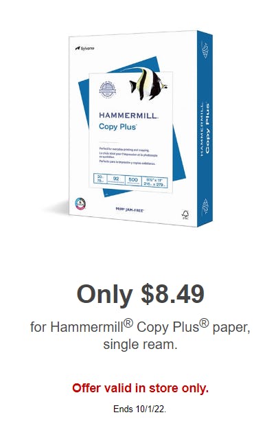 Only $8.49 for Hammermill® Copy Plus® Paper, Single Ream