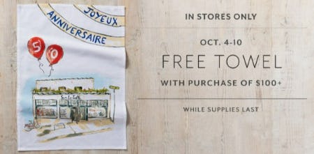 Free Towel With Purchase of $100+ from Sur La Table