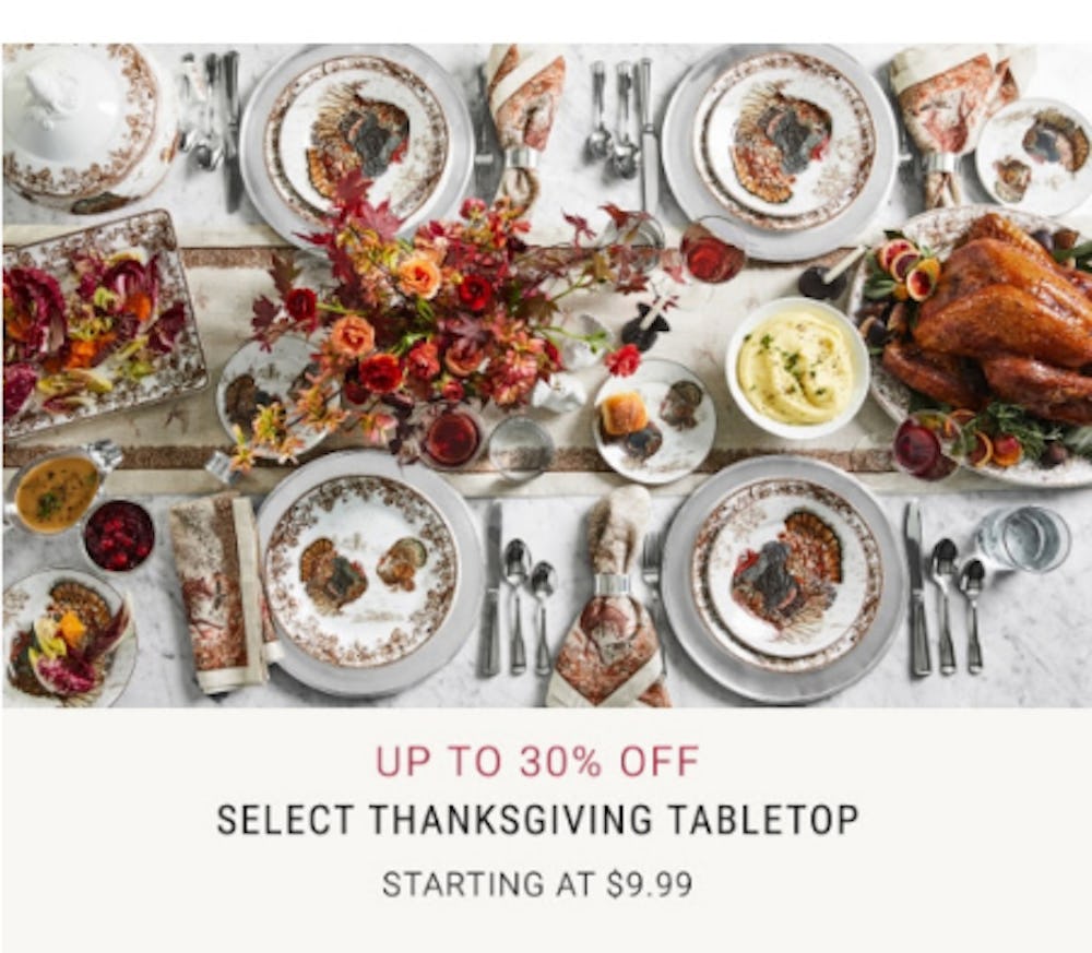 Up to 30% Off on Select Thanksgiving Tabletop