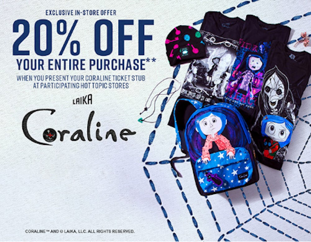 20% Off In-Stores With A Coraline Ticket Stub