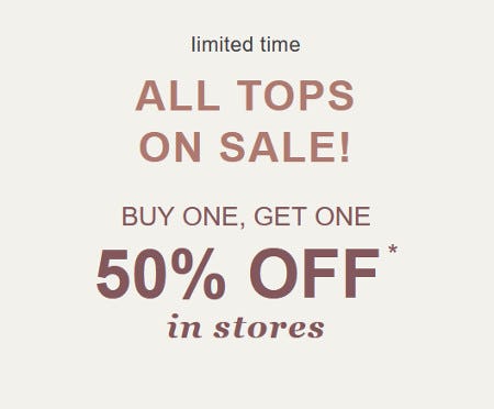 Buy One, Get One 50% Off Tops