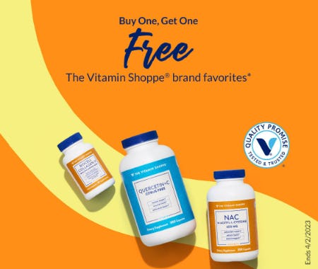 Buy One, Get One Free The Vitamin Shoppe Brand Favorites from The Vitamin Shoppe                      