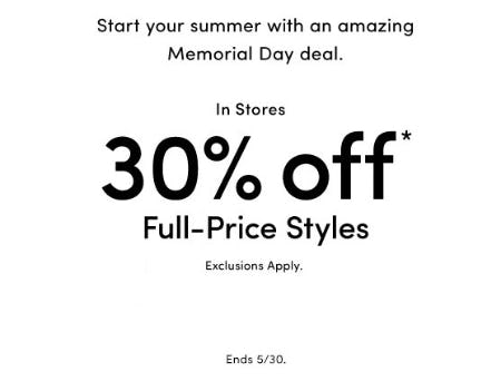 30% Off Full-Price Styles