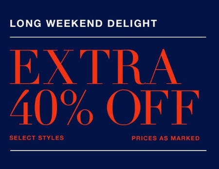 Extra 40% Off Select Styles